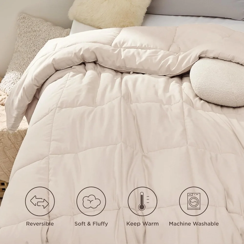 NEW Bedsure Beige Twin XL Comforter Duvet Insert – All Season - College Bedding